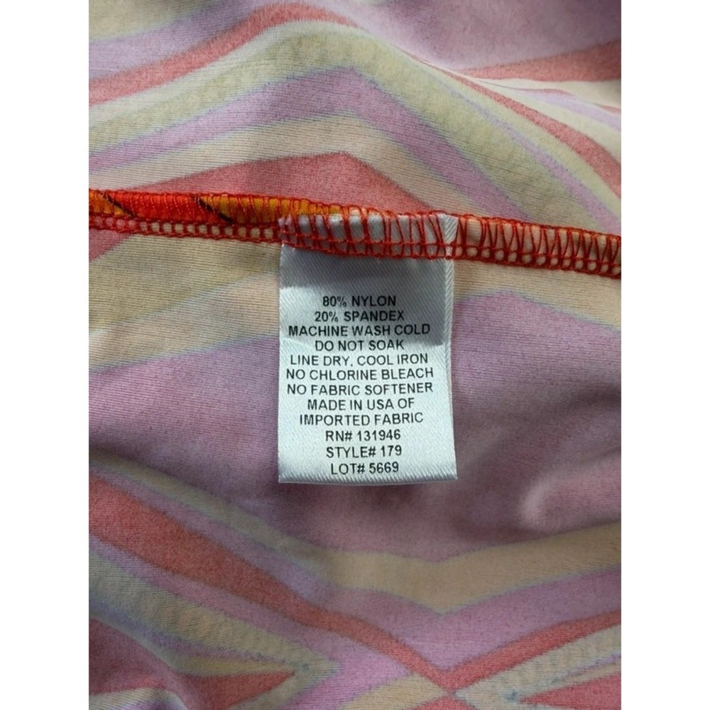 Jude Connally Romper XS Pink Orange Geometric Long Sleeve Stretch USA Made - Picture 11 of 11